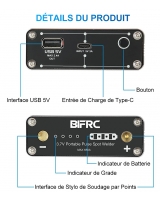 Soldador por puntos portátil ajustable con batería (9 niveles de potencia) (550 mAh)